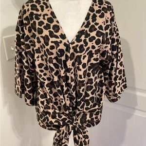 Stylish Leopard Print V-Neck Blouse (NWOT) Color: Leopard)